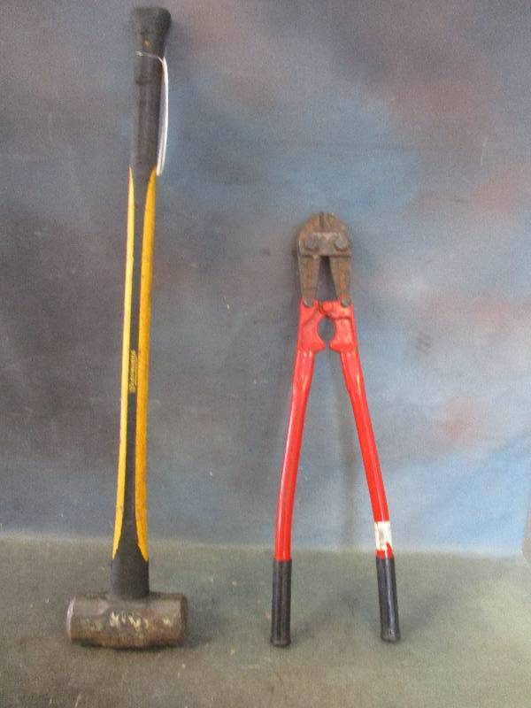 lot 19 image: Bolt Cutters and Sledge Hammer