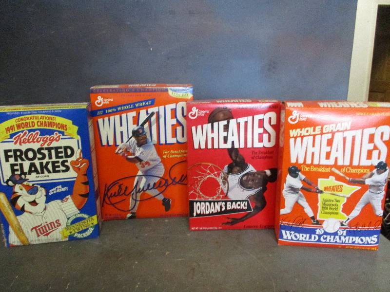 lot 92 image: MN Twins World Series & Michael Jordan Cereal Boxes
