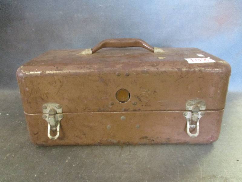 lot 108 image: Antique Fishing Tackle Box & Supplies