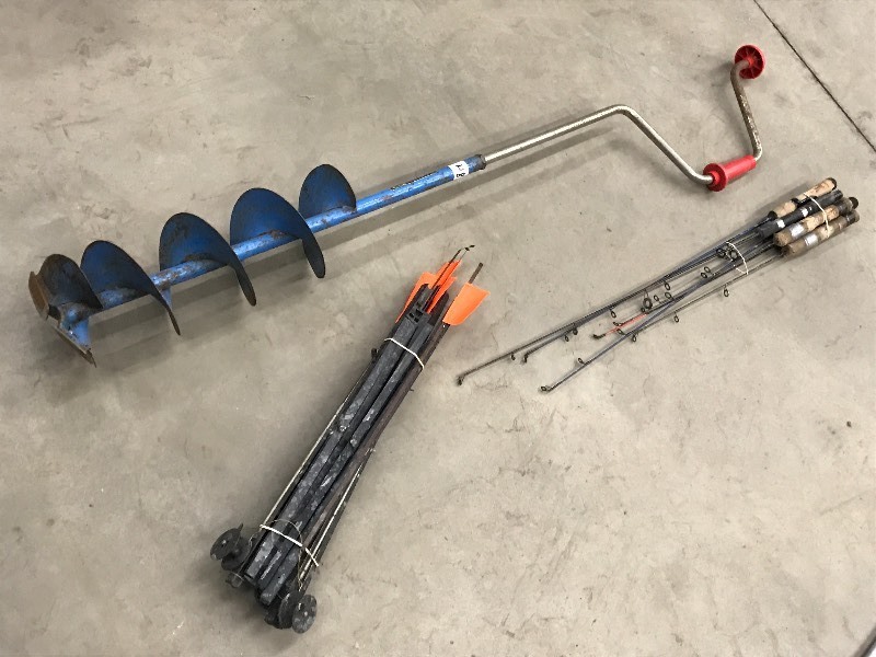 lot 48 image: Lot Of 8 Ice Auger, (6) Ice Rods,...