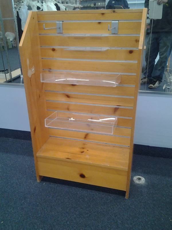 Wood Slat Wall Display Shelf 27x10x46