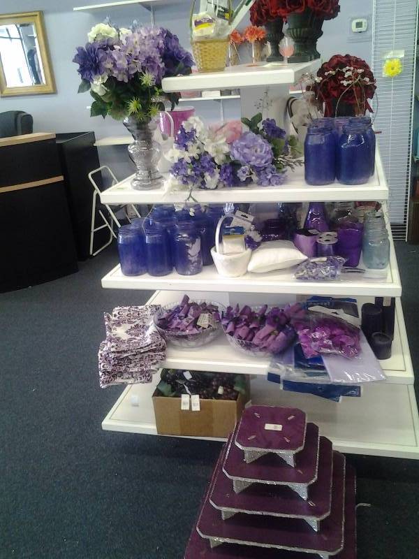 Purple Table Decor Mason Jars, Bouquets, Cupcake Stand, Table Covers, Misc.