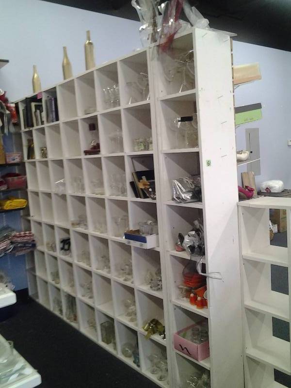 4-White Cube Shelves 2-48x84, 1-14x84, 1-25x48
