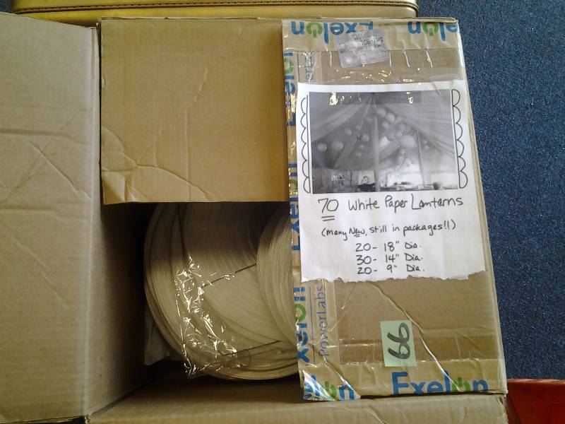 Box Lot Of Assorted White Paper Lanterns