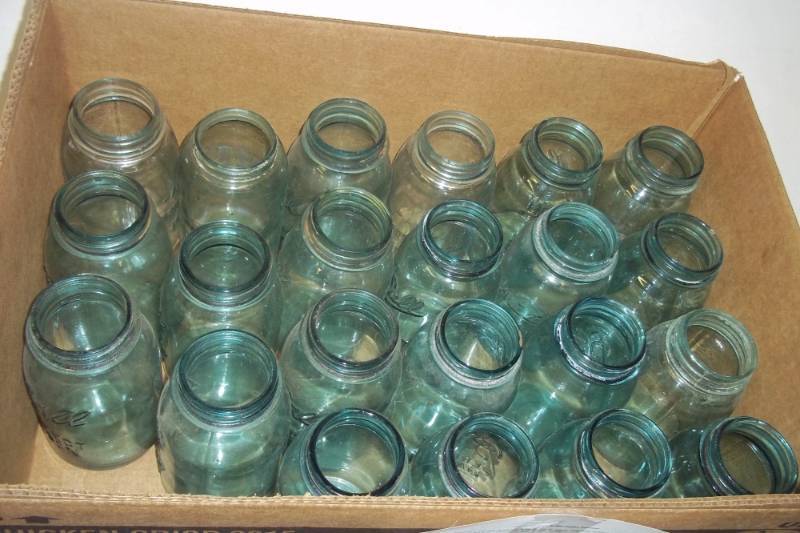 lot 8 image: Antique blue glass jars, quarts, lot of 22