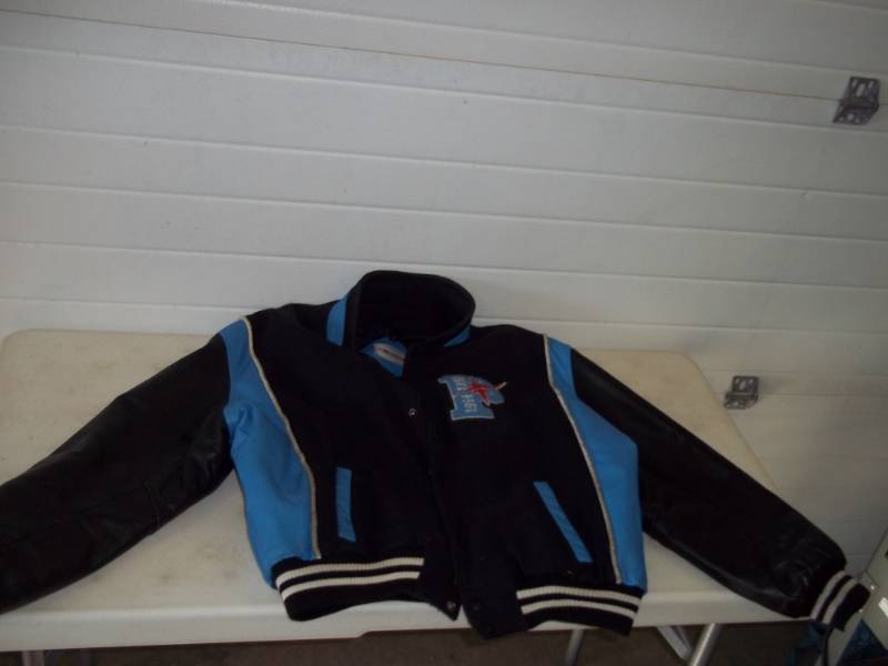 lot 61 image: Rare Polaris Lettermans jacket with leather sleeves XL