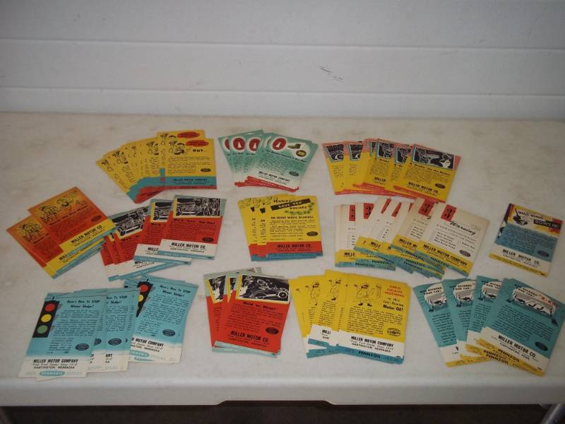 lot 68 image: Vintage 1950s Ford and Pennzoil service station reminder cards, great for trade shows