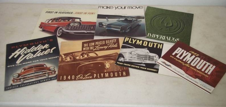 lot 70 image: Vintage Chrysler and Plymouth 1940s-1960s sales brochures