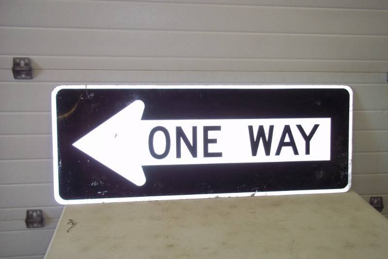 lot 101 image: One Way road sign 18 x 48