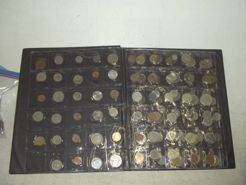 lot 12 image: Foreign coin collection with 4 pages of coins