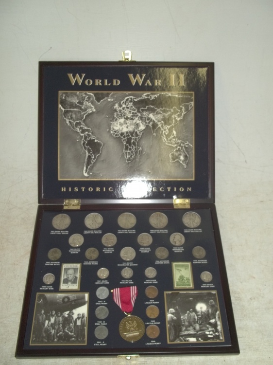 lot 16 image: WW2 Historical collection includes %90 silver walking liberty half dollars, 25 coins