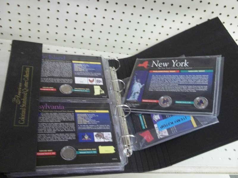 lot 63 image: Colorized Statehood Quarter Collection with 13 States and binder