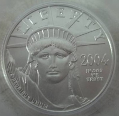 lot 87 image: Platinum $25 2004 Eagle PCGS MS 69 14 oz. Platinum .9999