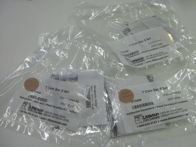 lot 135 image: 3 Sets 7 Coin Sac $ Set Uncirculated-60 2000-2006