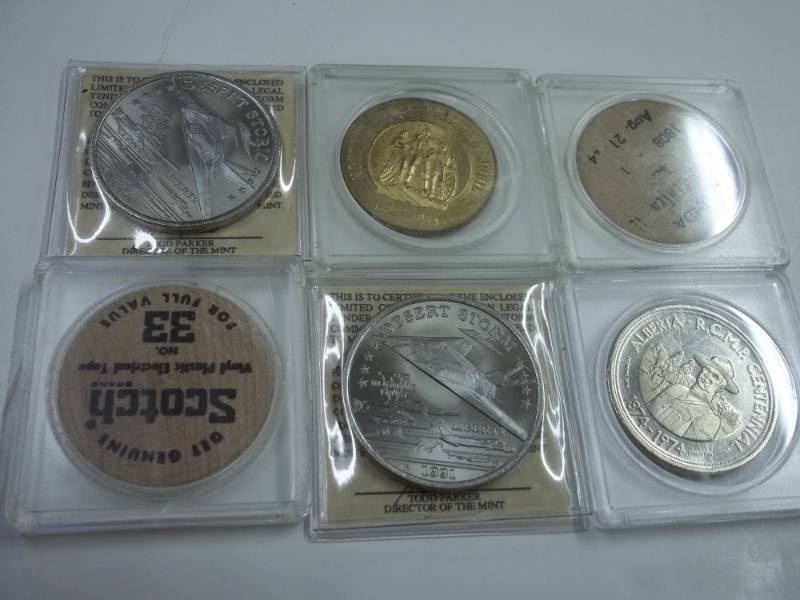lot 161 image: 6 Assorted Tokens