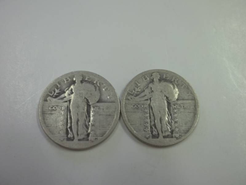 lot 169 image: Pair of Standing Liberty Quarters 90% silver