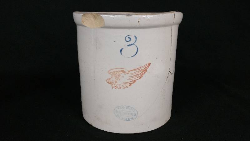 lot 25 image: Antique 3 Gallon Red Wing Crock