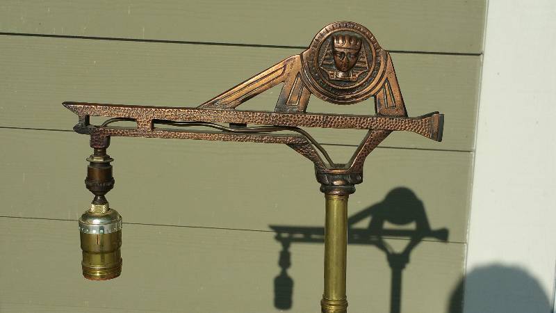 lot 11 image: Edward Miller Egyptian Revival Bridge Arm Floor Lamp