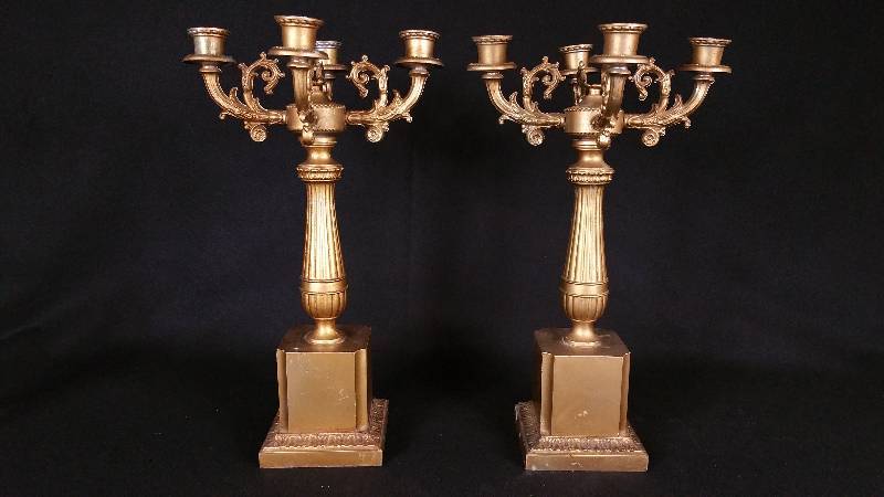 lot 26 image: Pair of Metal Candelabras