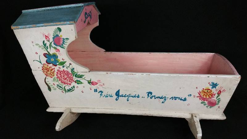 lot 27 image: 1937 Folk Art Baby Cradle