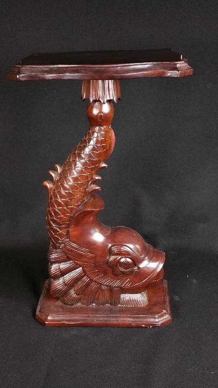 lot 35 image: Wood Koi Plant Stand