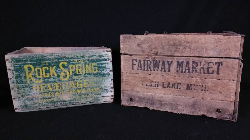 lot 43 image: Antique wood Advertising Crates