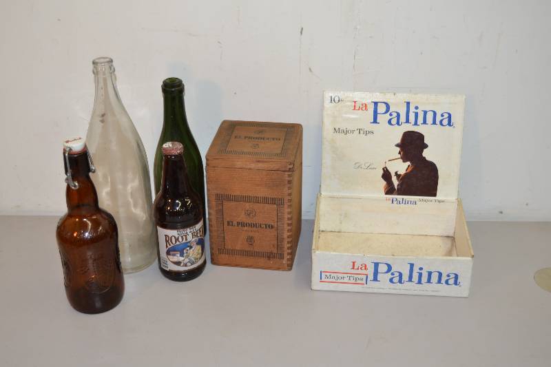 lot 24 image: Cigar Boxes, Bottles