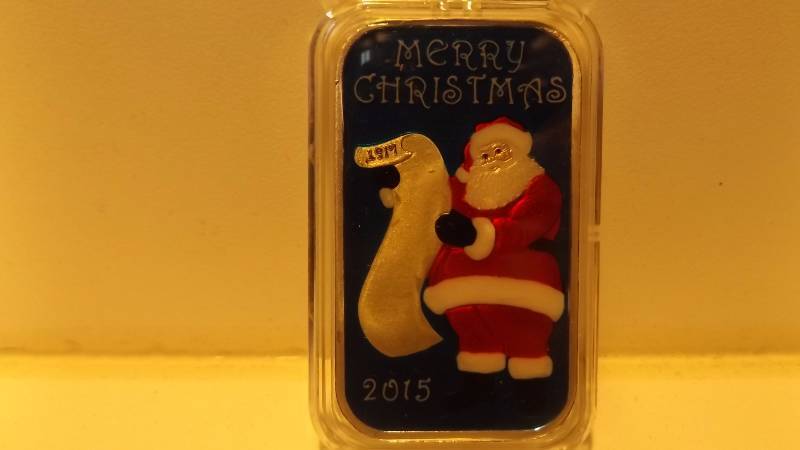 ���� 1 oz .999 Silver Merry Christmas Enameled Bar