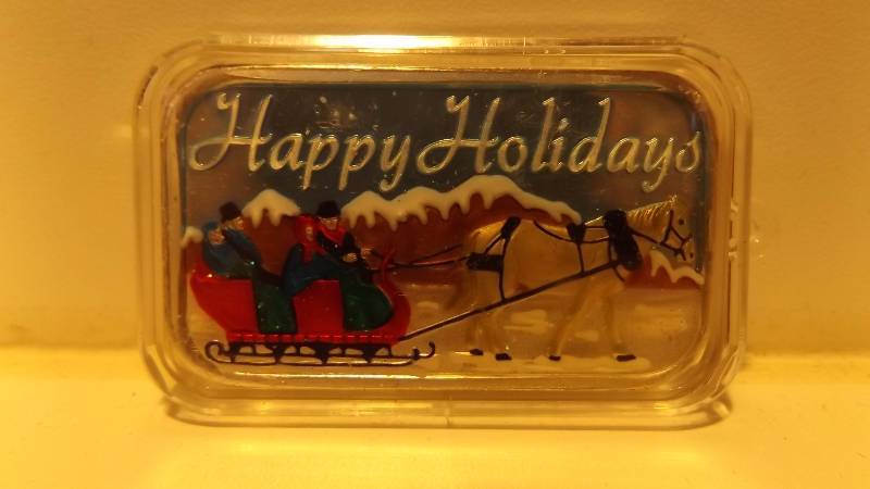 ��� 1 oz .999 Silver Happy Holidays Enameled Bar