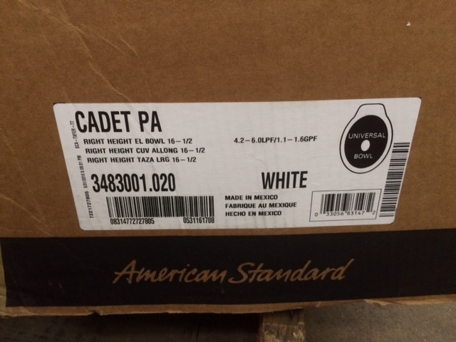 lot 6 image: American Standard Toilet Bowl, Cadet Elongated Pressure-Assisted Toilet Bowl Only with EverClean in White