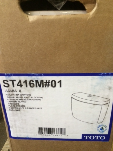 lot 8 image: Toto Aquia II White Toilet Tank