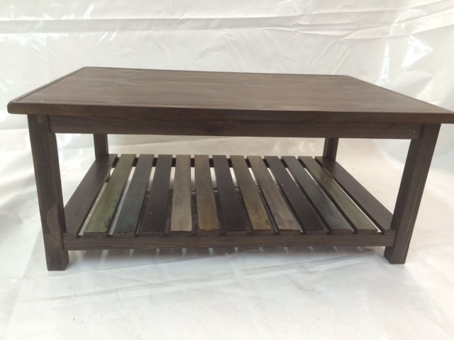 lot 32 image: Wood Coffee Table with shelf - Wood Stool