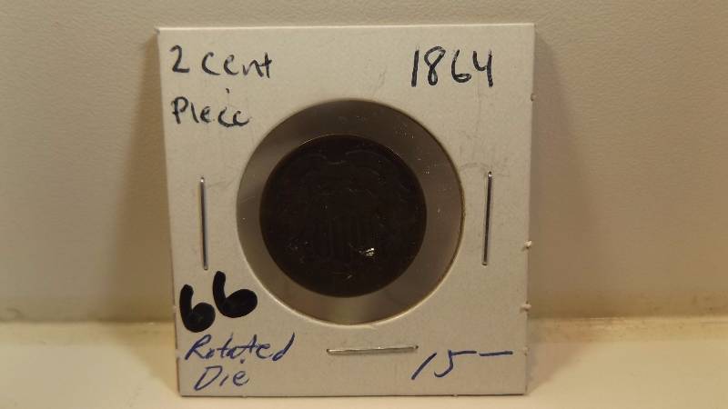 1864 Two Cent Piece Rotated Die