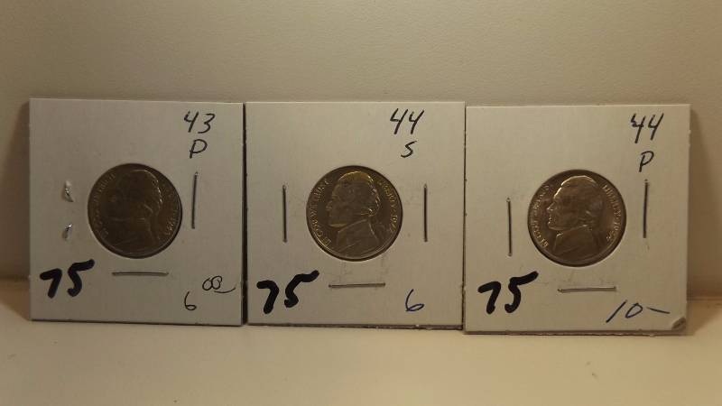 � Lot of 3 � Silver War Time Nickels
