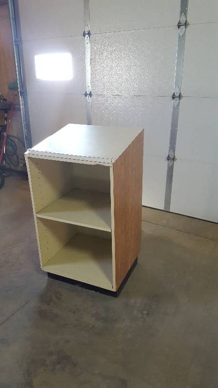 lot 10 image: Vintage Wood File Cabinet  and Podium - USed