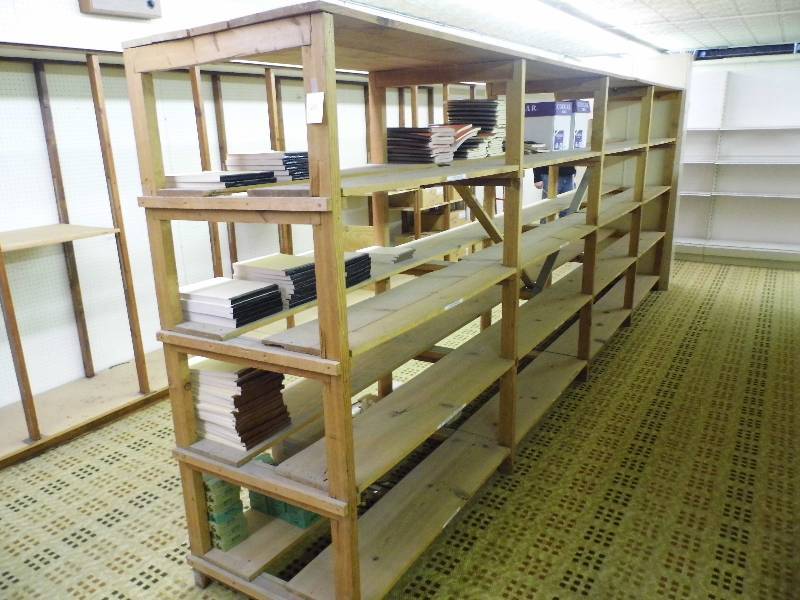 lot 25 image: Wood Shelving - 4 Sections