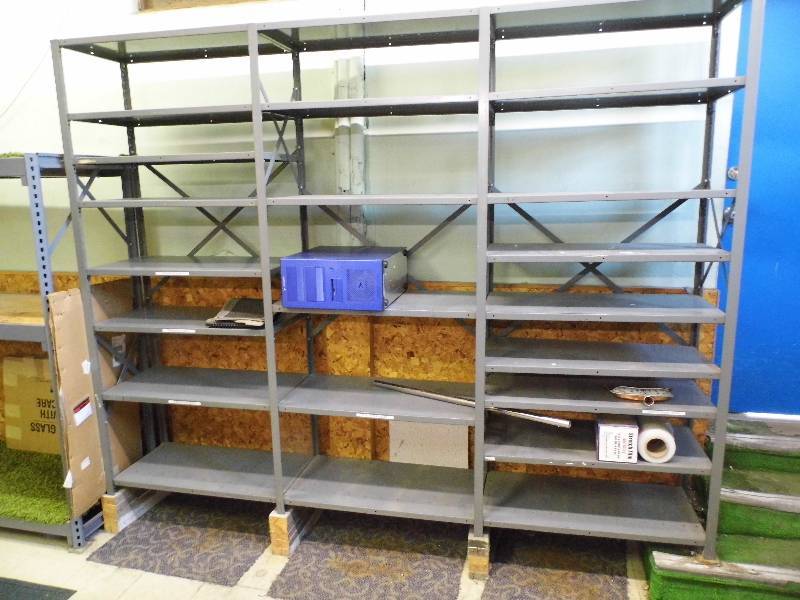 lot 42 image: 3 Sections Metal Shelving
