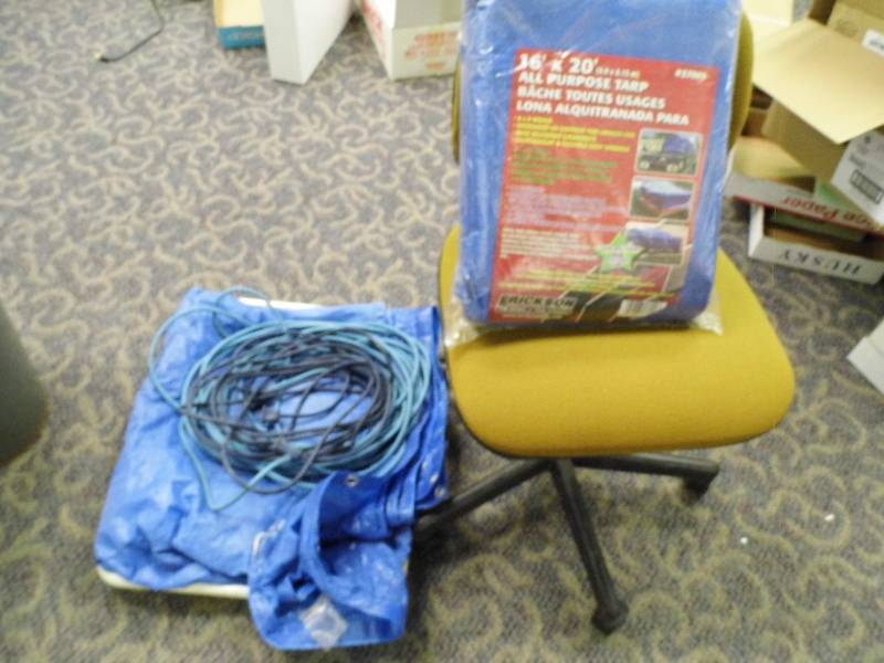 lot 134 image: Tarps - Extension Cords - Chair