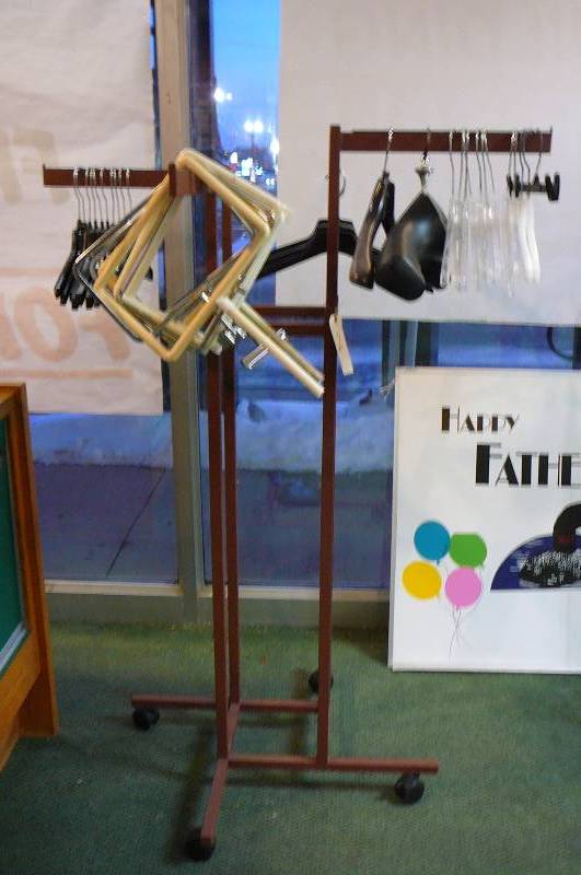 lot 2 image: Adjustable Rack with Hangers and Display fixtures