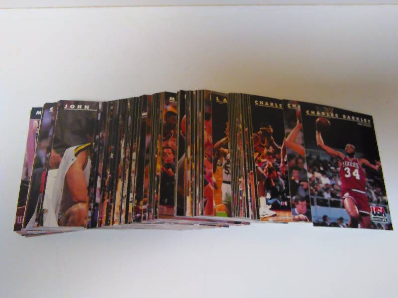 lot 576 image: Skybox, 1992, NBA USA Basketball Team (Barclay, Bird, Ewing, Magic, Jordan, Malone, Pippen, Robinson, Stockton) 1-110 Complete Set Olympics