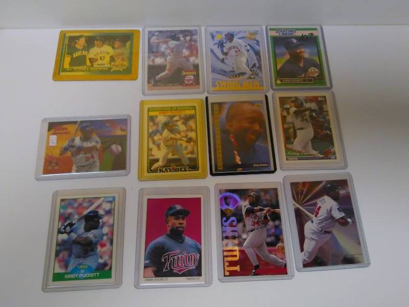 lot 642 image: Kirby Puckett Cards (12) Baseball Cards, all in Hard Protective Cases