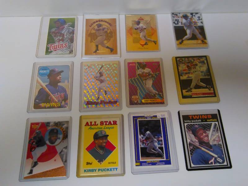 lot 650 image: Kirby Puckett Cards (12) Baseball Cards, all in Hard Protective Cases
