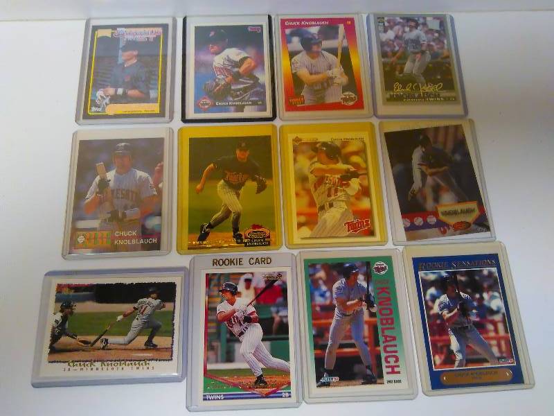 lot 662 image: Chuck Knoblauck Baseball Cards (12) Minnesota Twins, in protective cases