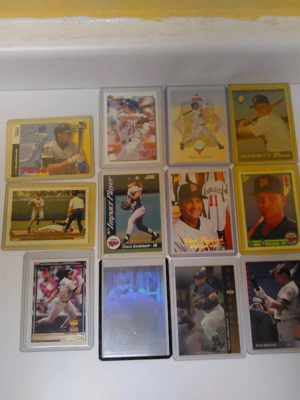 lot 665 image: Chuck Knoblauck Baseball Cards (12) Minnesota Twins, in protective cases including  rookie cards