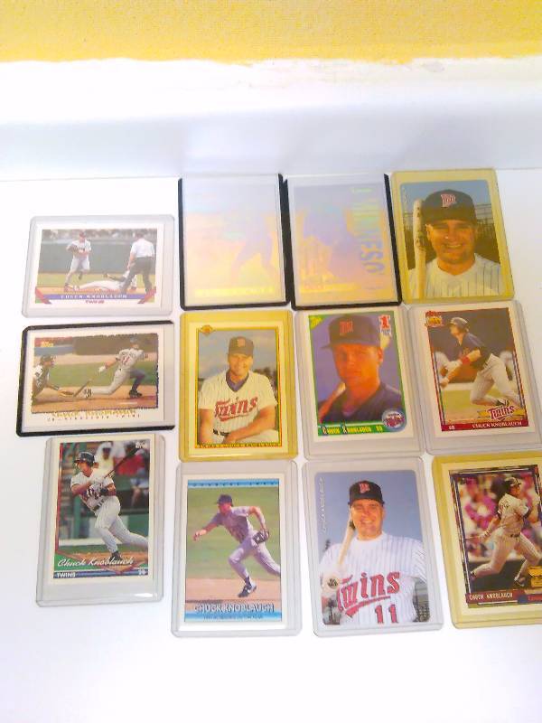 lot 666 image: Chuck Knoblauck Baseball Cards (12) Minnesota Twins, in protective cases including  rookie cards