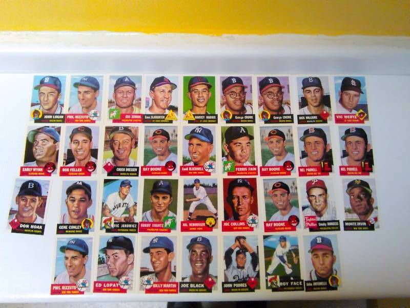 lot 688 image: Baseball Cards (34 Cards) 1953 Topps Archives Collection Billy Martin, Bob Feller, Phil Rizzuto, Ennis Slaughter, Early Wynn