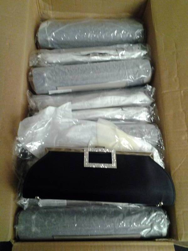 10-New Black Satin Rhinestone Clutches