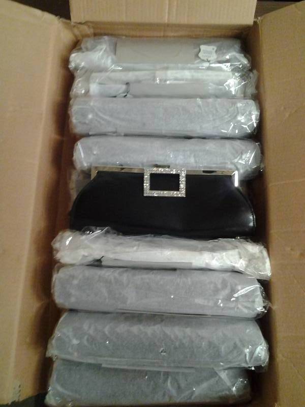 10 New Black Vinyl Rhinestone Clutches