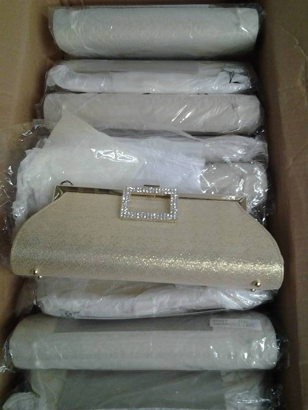 10 New Gold Lame Rhinestone Clutches