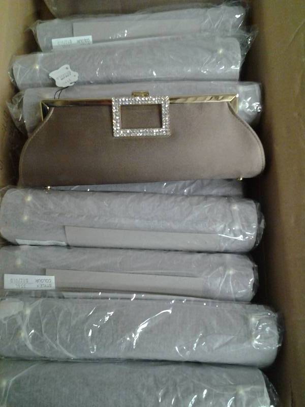 10-New Bronze Satin Rhinestone Clutches